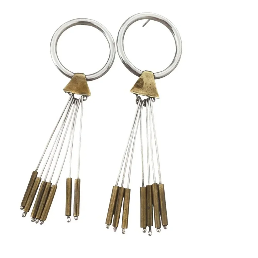 Sterling Silver large vintage NA Brutalist dangling statement Iconic Kinetic